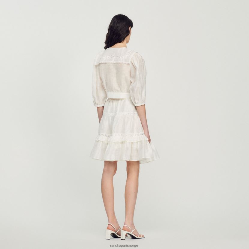 kvinner Sandro Paris hvit skjorte med blondekrage klær 6FN4LH116