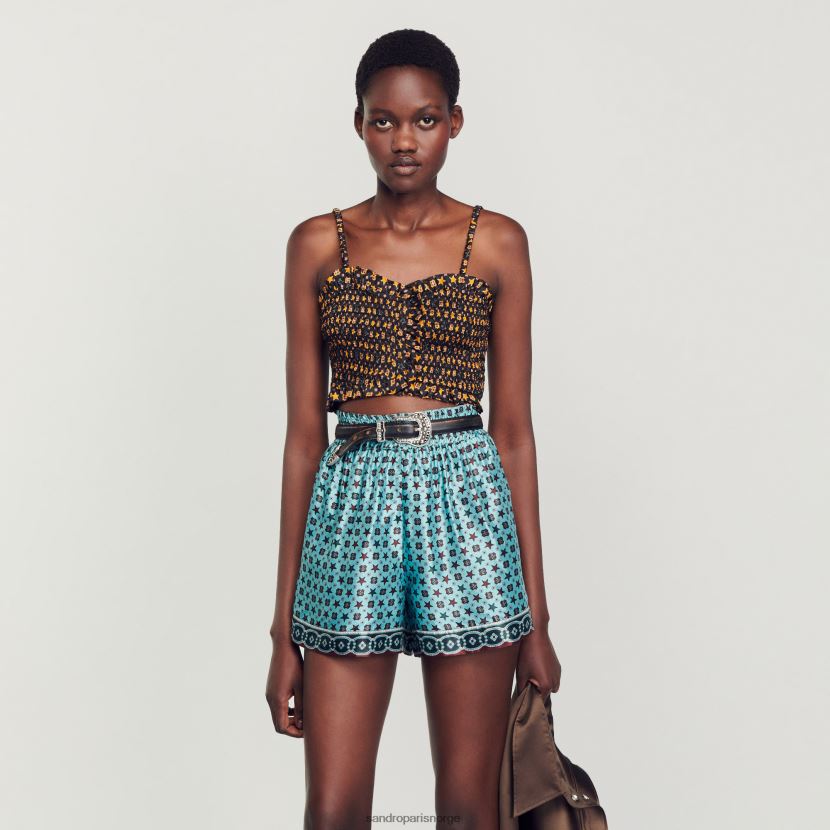 kvinner Sandro Paris svart cropped smocket topp klær 6FN4LH70