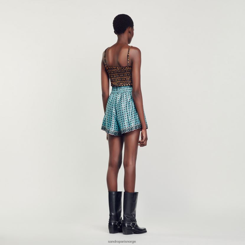 kvinner Sandro Paris svart cropped smocket topp klær 6FN4LH70