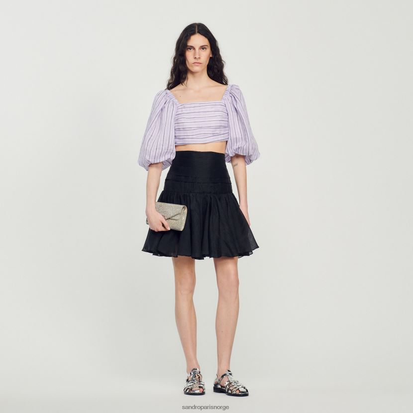kvinner Sandro Paris syrin/svart stripete crop top klær 6FN4LH458