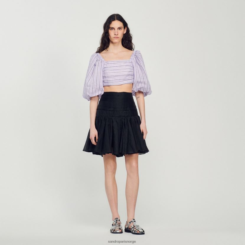 kvinner Sandro Paris syrin/svart stripete crop top klær 6FN4LH458