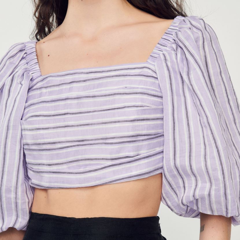 kvinner Sandro Paris syrin/svart stripete crop top klær 6FN4LH458