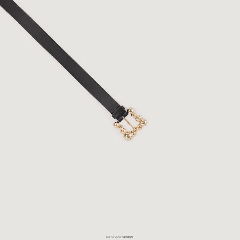 kvinner Sandro Paris svart bredt skinnbelte med firkantet spenne tilbehør 6FN4LH537