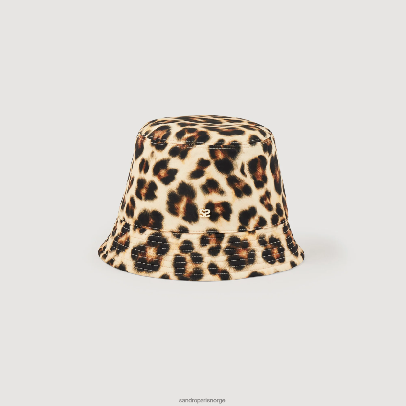 kvinner Sandro Paris beige/svart vendbar lue med leopardmønster tilbehør 6FN4LH580