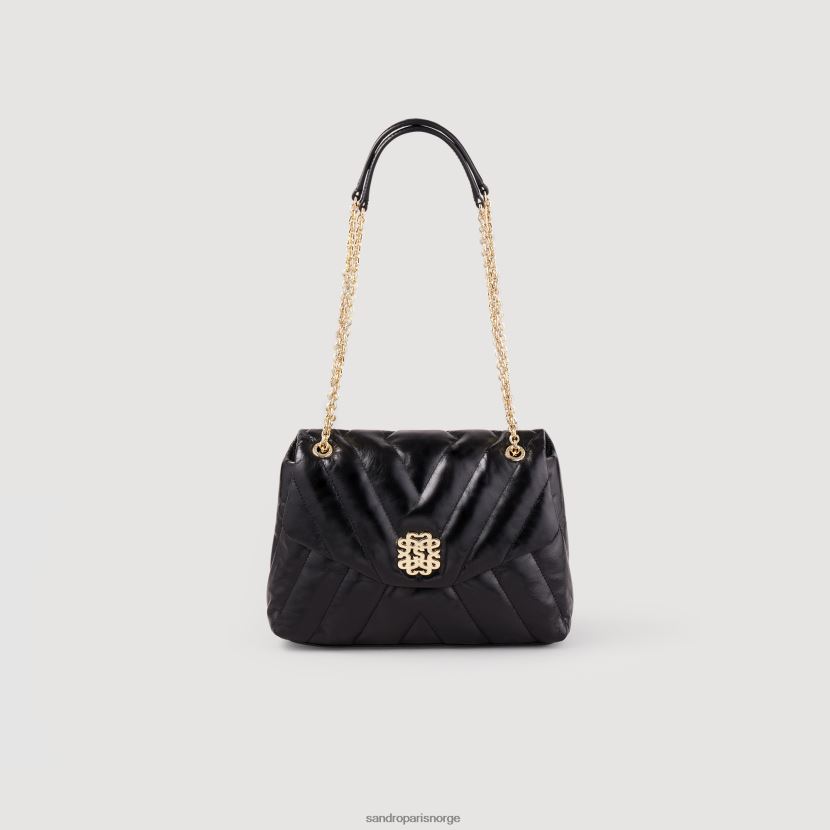 kvinner Sandro Paris svart Mila vattert skinnveske tilbehør 6FN4LH531