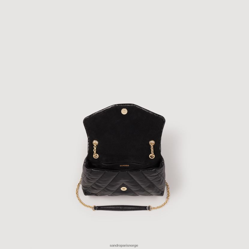 kvinner Sandro Paris svart Mila vattert skinnveske tilbehør 6FN4LH531