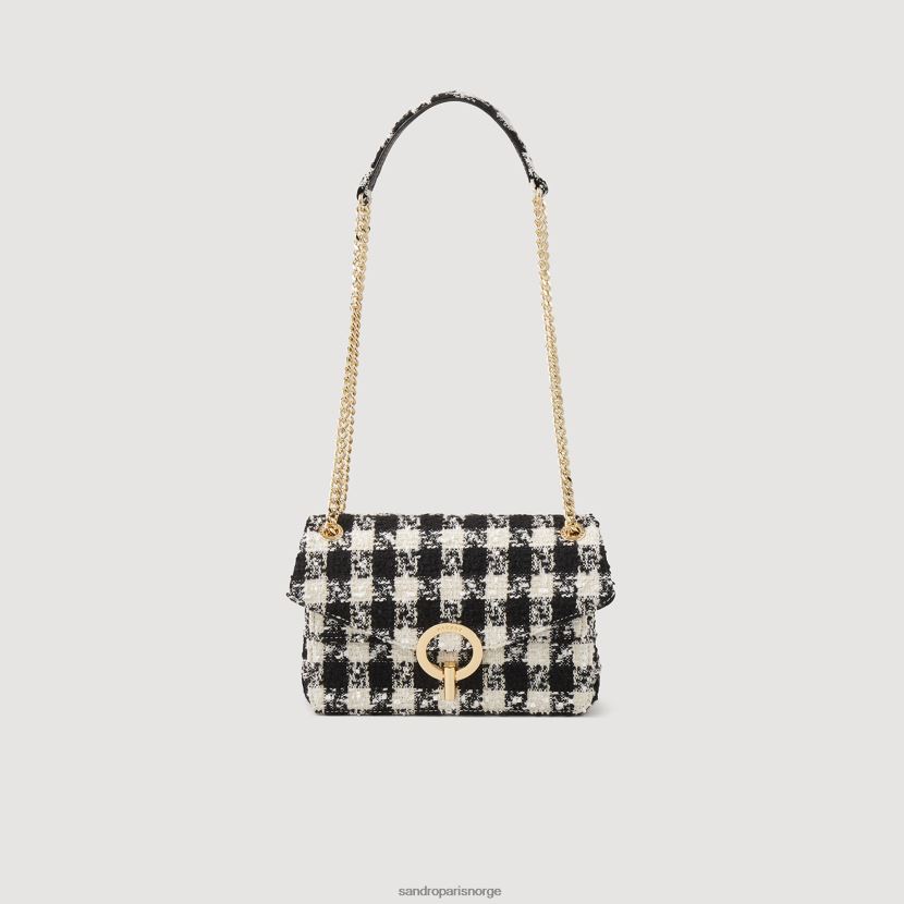 kvinner Sandro Paris svart/ecru yza bag i houndstooth tweed tilbehør 6FN4LH501