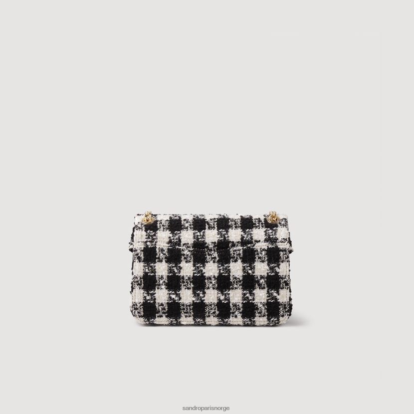 kvinner Sandro Paris svart/ecru yza bag i houndstooth tweed tilbehør 6FN4LH501