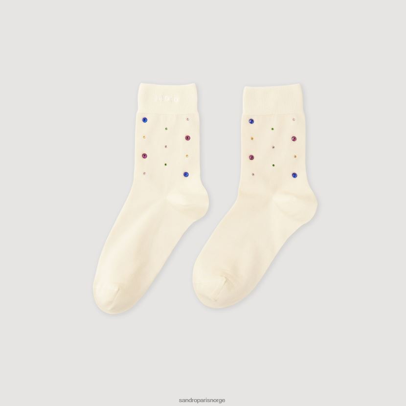 kvinner Sandro Paris ecru rhinestone sokker tilbehør 6FN4LH553