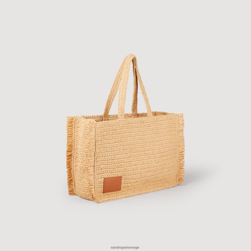 kvinner Sandro Paris beige raffia kasbah tote bag tilbehør 6FN4LH574