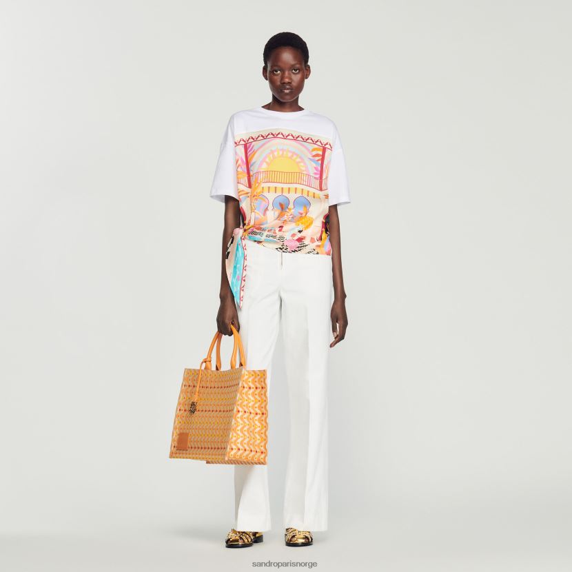 kvinner Sandro Paris oransje brodert kasbah tote bag tilbehør 6FN4LH518