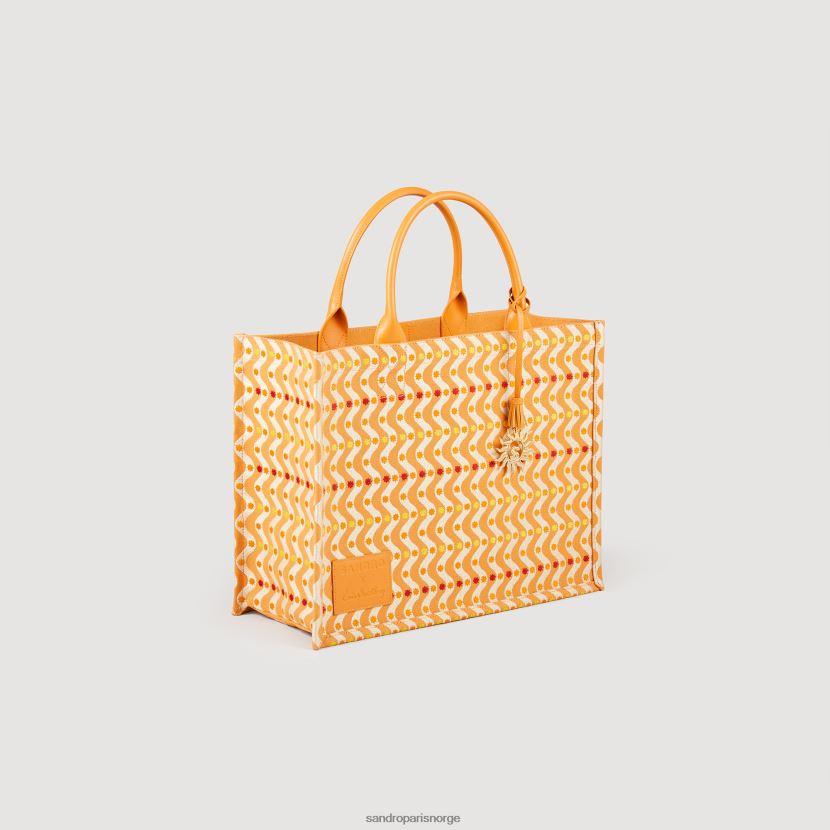 kvinner Sandro Paris oransje brodert kasbah tote bag tilbehør 6FN4LH518