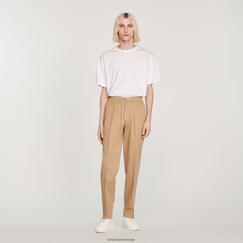 menn Sandro Paris beige elastiske bukser med rett ben klær 6FN4LH761