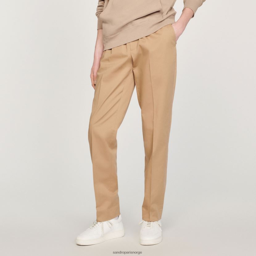 menn Sandro Paris beige elastiske bukser med rett ben klær 6FN4LH761