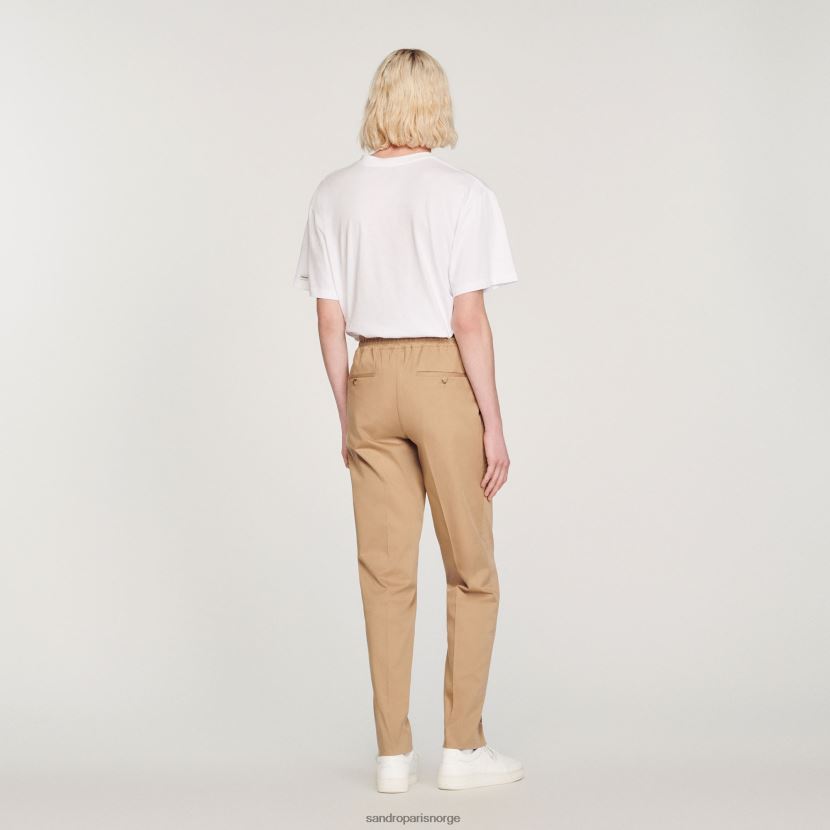 menn Sandro Paris beige elastiske bukser med rett ben klær 6FN4LH761