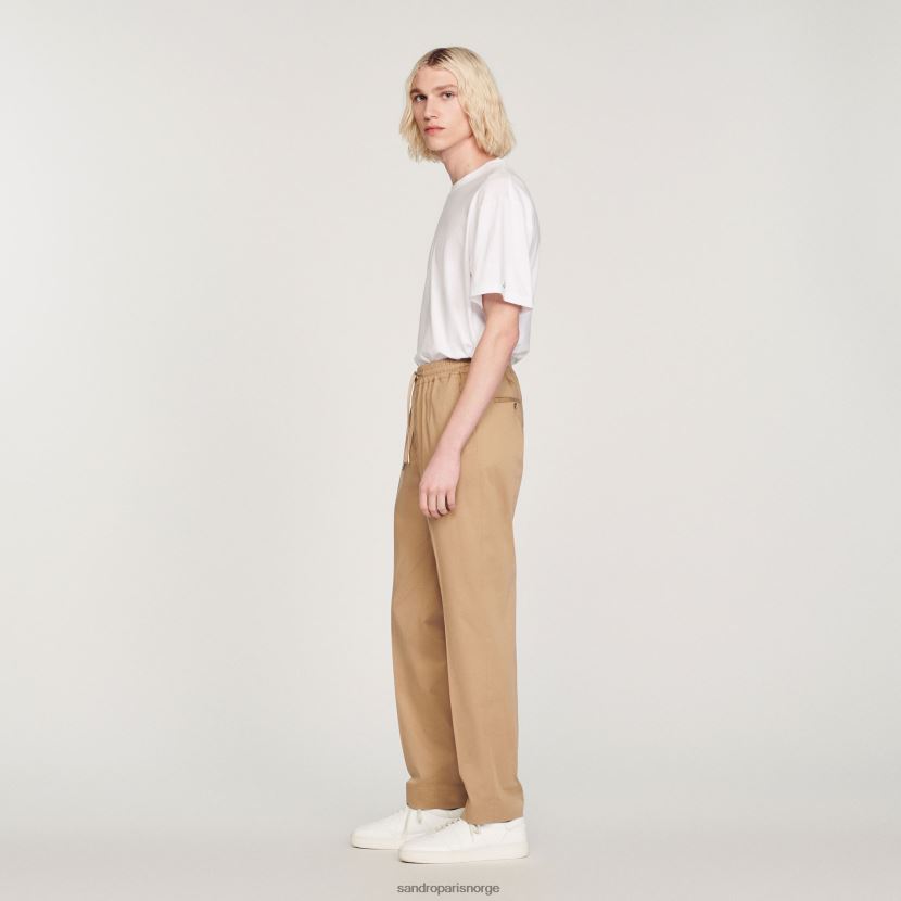 menn Sandro Paris beige elastiske bukser med rett ben klær 6FN4LH761