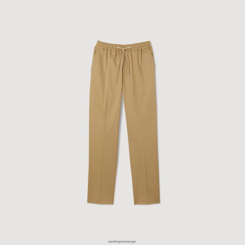 menn Sandro Paris beige elastiske bukser med rett ben klær 6FN4LH761