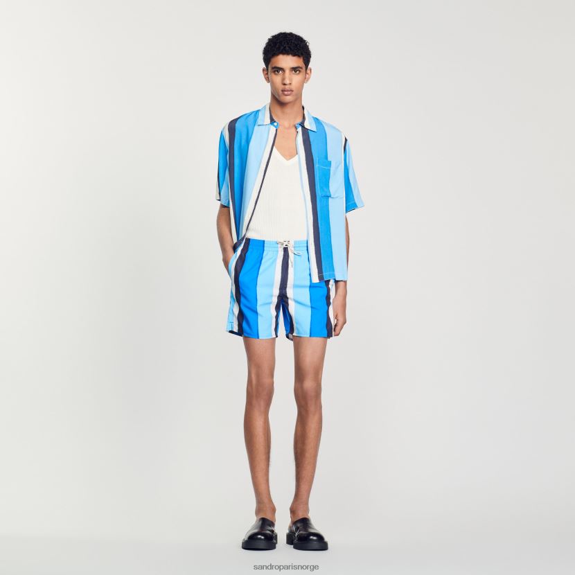 menn Sandro Paris blå badeshorts med striper klær 6FN4LH621