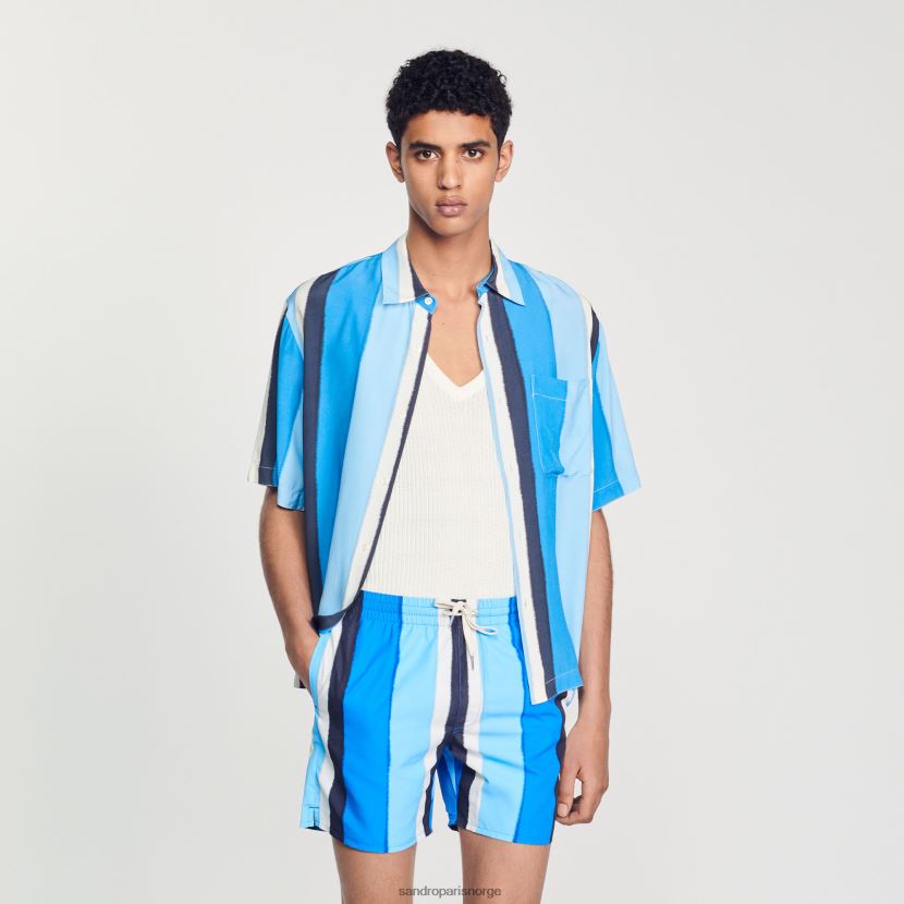 menn Sandro Paris blå badeshorts med striper klær 6FN4LH621