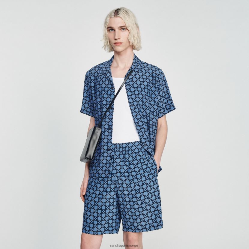 menn Sandro Paris blå shorts med firkantet kryss klær 6FN4LH812