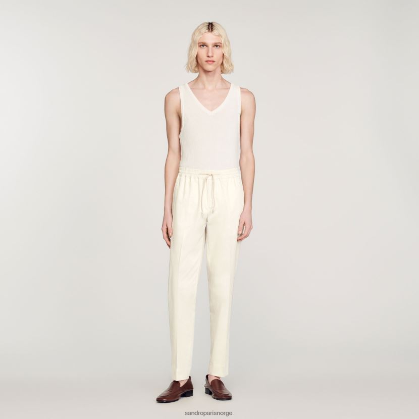 menn Sandro Paris ecru elastiske bukser med rett ben klær 6FN4LH777