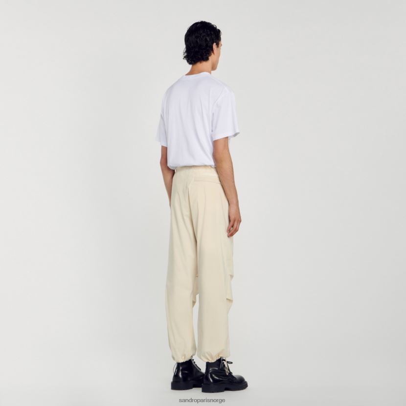 menn Sandro Paris ecru fallskjermbukser klær 6FN4LH593