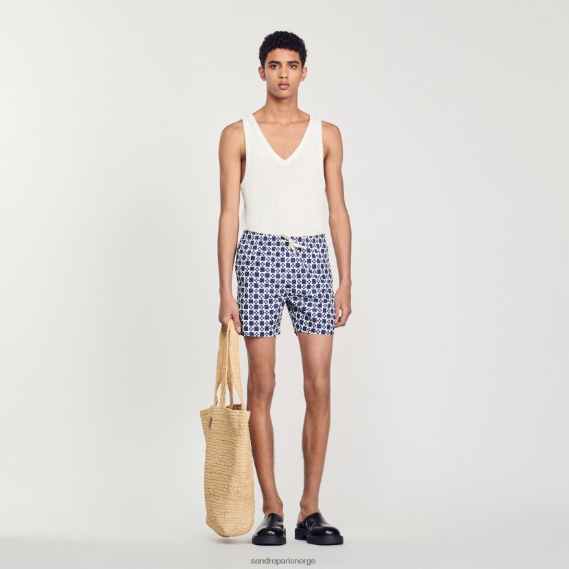 menn Sandro Paris firkantet kors marine kvadratisk cross badeshorts klær 6FN4LH587