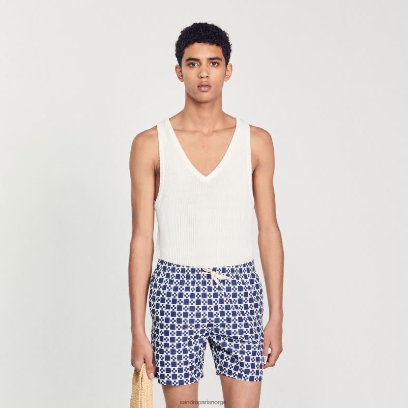 menn Sandro Paris firkantet kors marine kvadratisk cross badeshorts klær 6FN4LH587