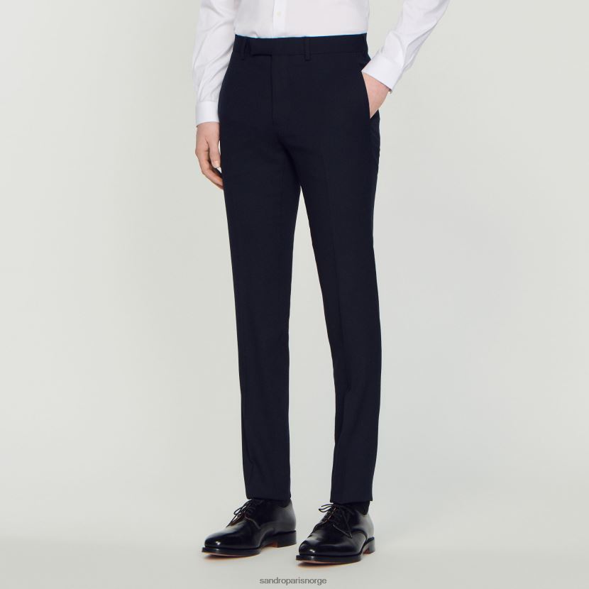 menn Sandro Paris marineblå dressbukser i ull klær 6FN4LH617