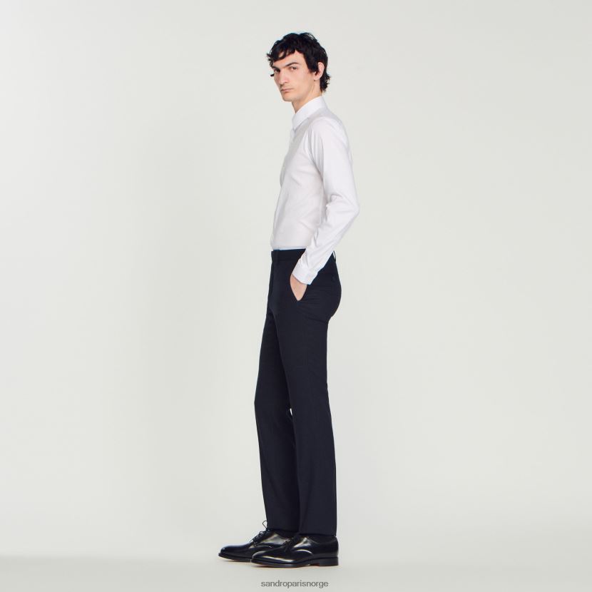 menn Sandro Paris marineblå dressbukser i ull klær 6FN4LH617