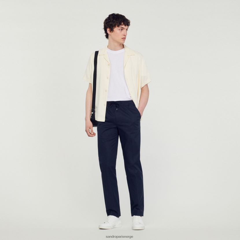 menn Sandro Paris marineblå elastiske bukser med rett ben klær 6FN4LH776