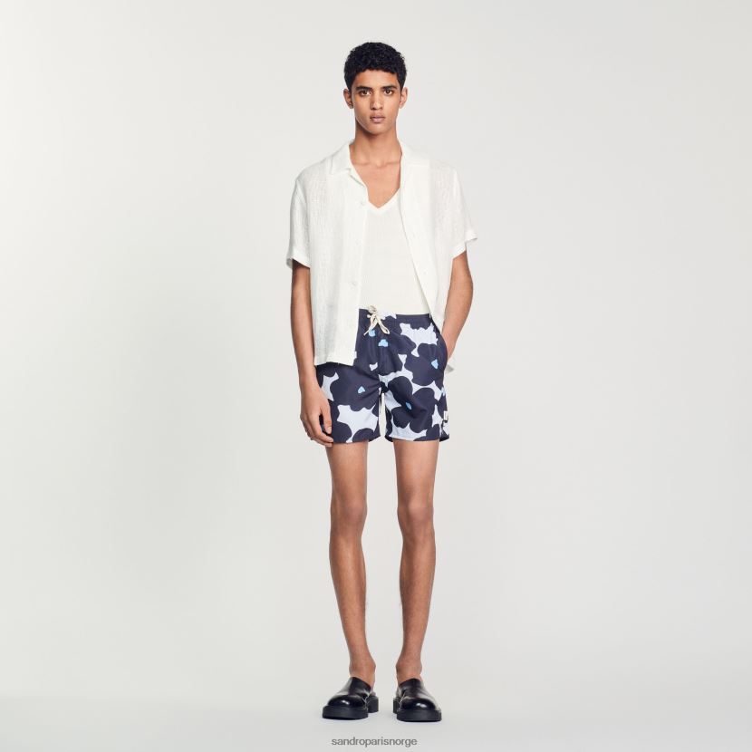 menn Sandro Paris marineblå floral badeshorts klær 6FN4LH694