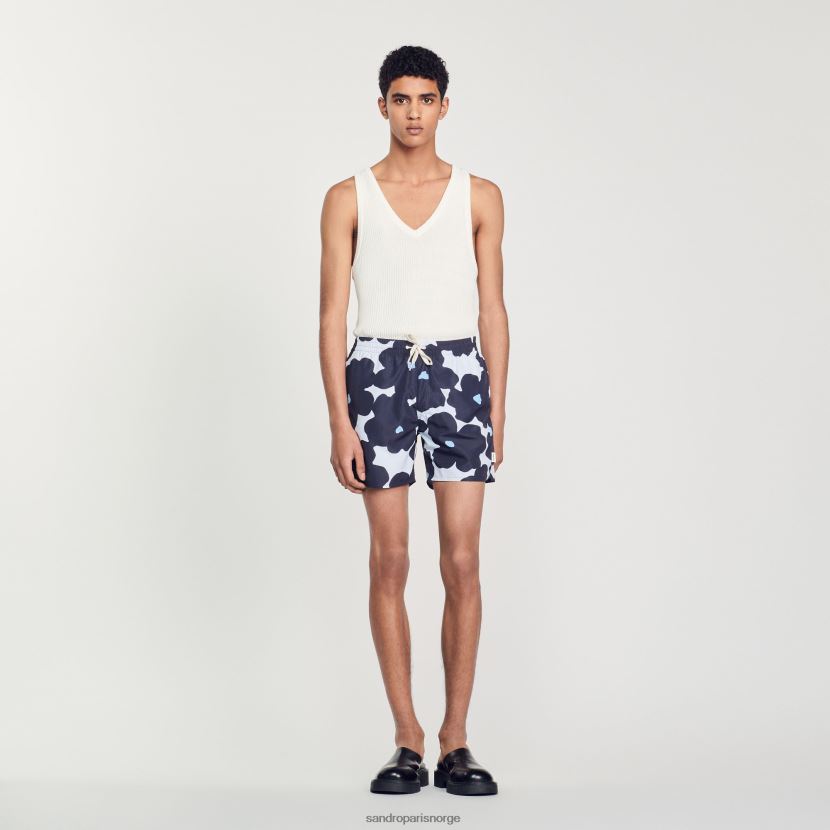 menn Sandro Paris marineblå floral badeshorts klær 6FN4LH694