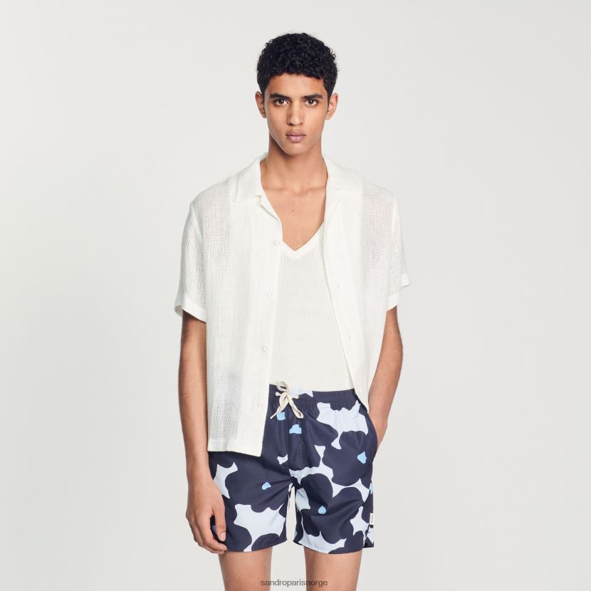 menn Sandro Paris marineblå floral badeshorts klær 6FN4LH694