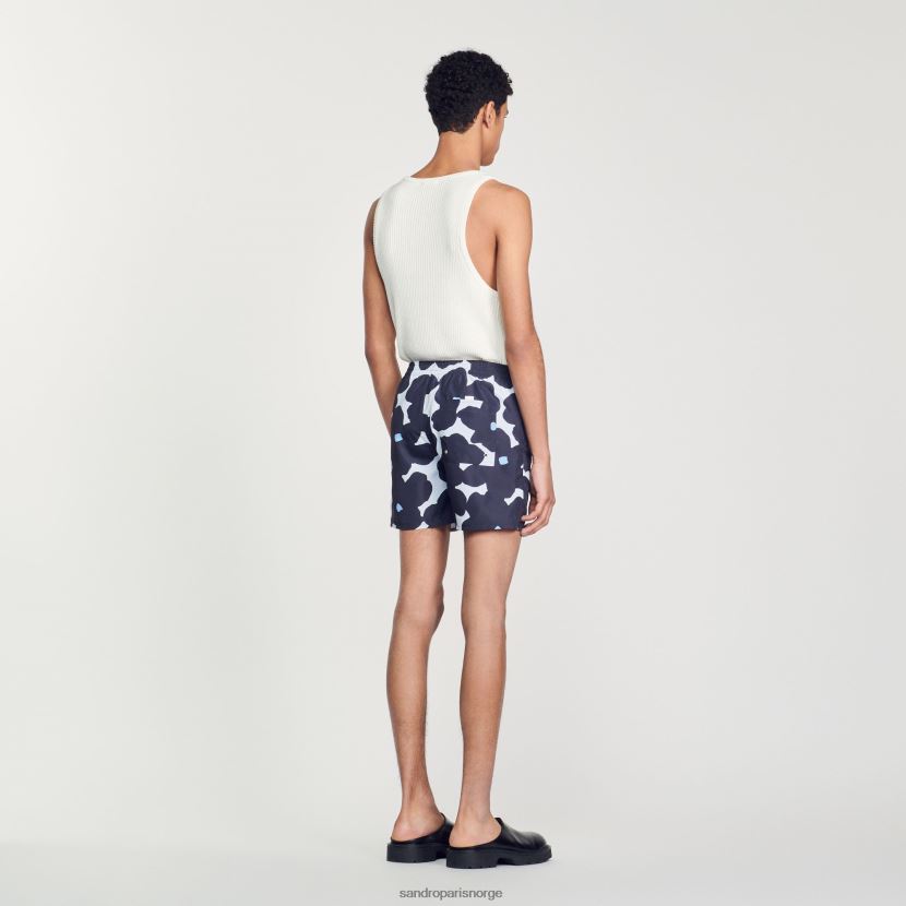 menn Sandro Paris marineblå floral badeshorts klær 6FN4LH694