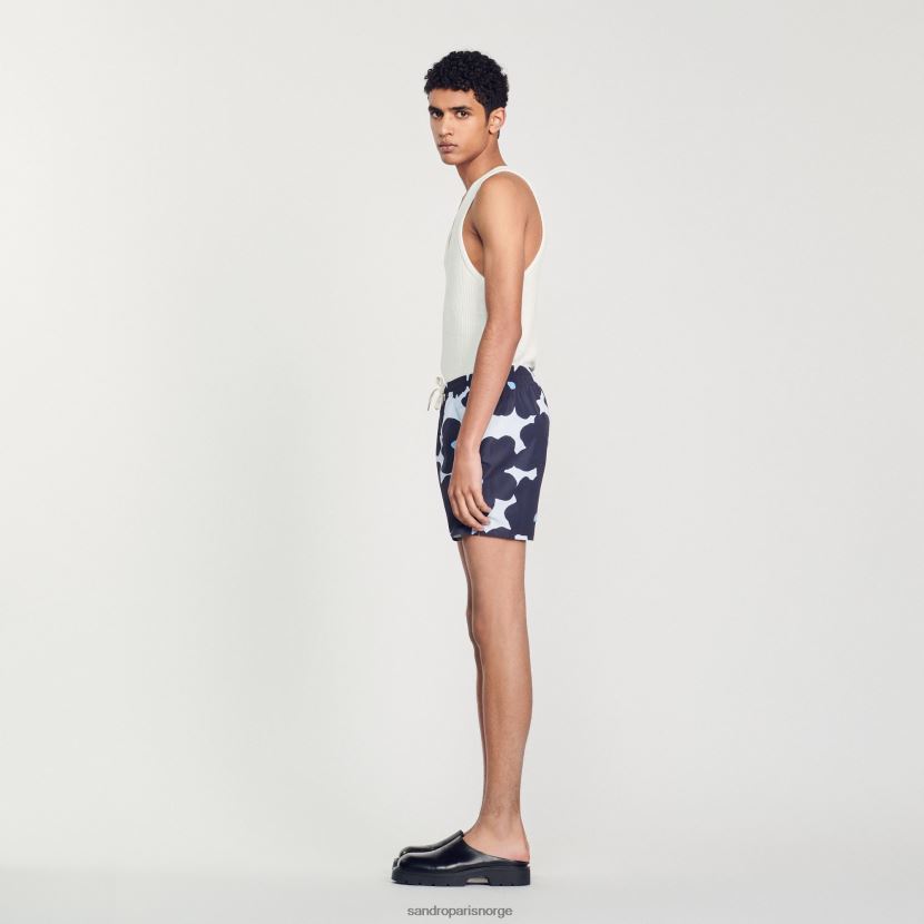 menn Sandro Paris marineblå floral badeshorts klær 6FN4LH694