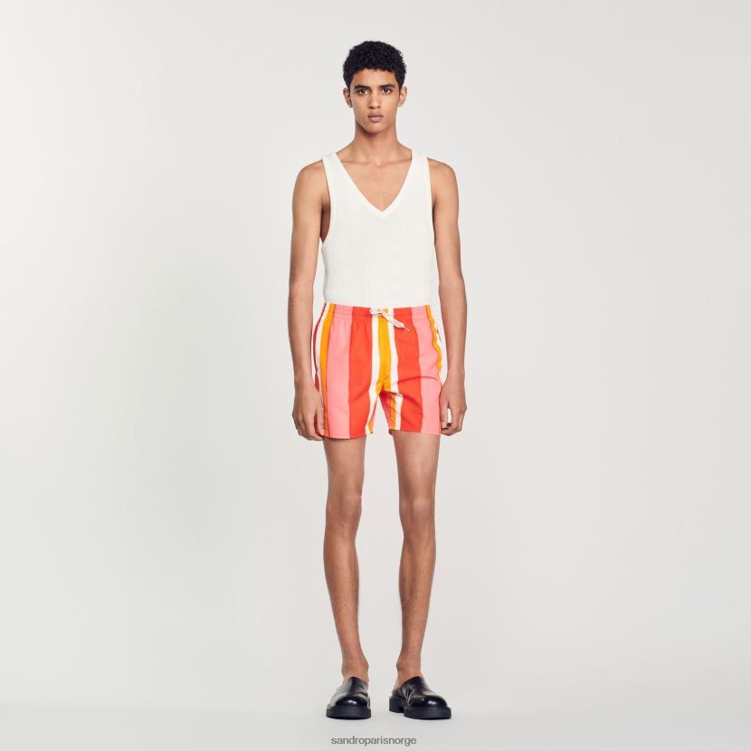 menn Sandro Paris rød badeshorts med striper klær 6FN4LH620