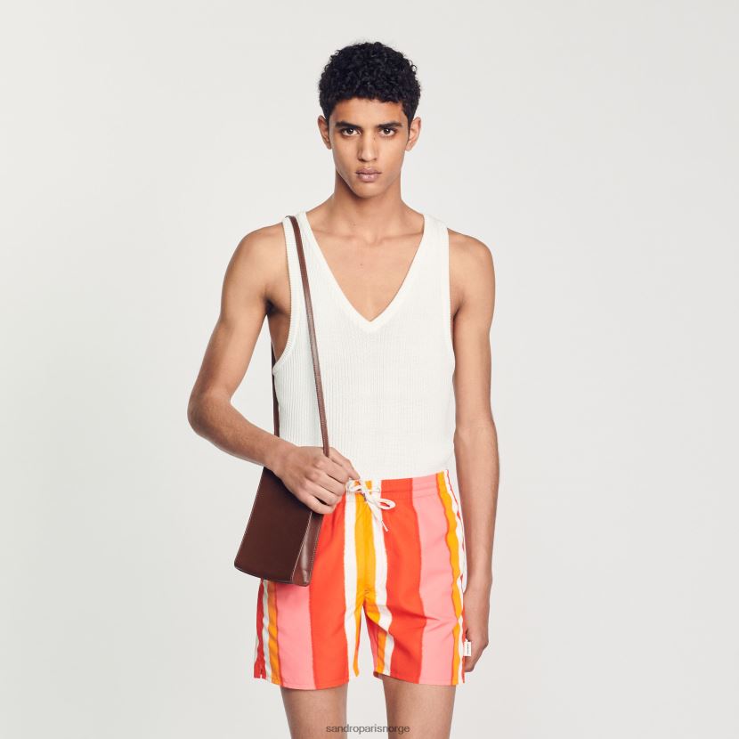 menn Sandro Paris rød badeshorts med striper klær 6FN4LH620