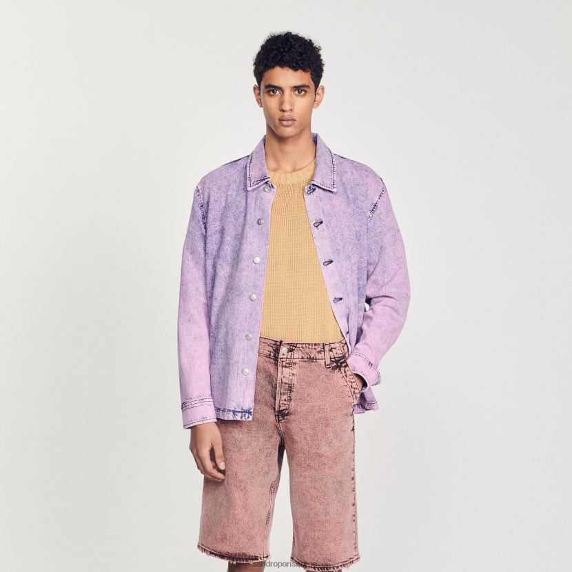 menn Sandro Paris rosa baggy denimshorts klær 6FN4LH752