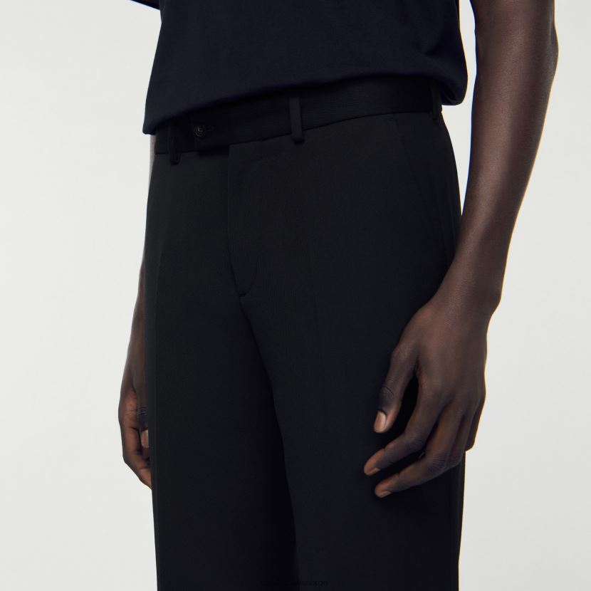 menn Sandro Paris svart ullblandingsbukser klær 6FN4LH640