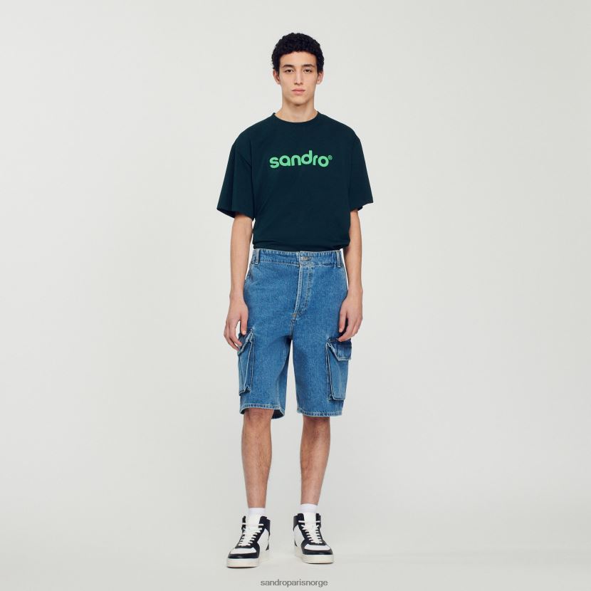 menn Sandro Paris vintage blå baggy denimshorts klær 6FN4LH600