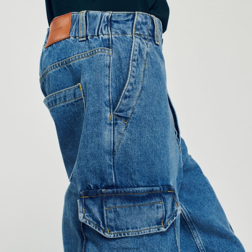 menn Sandro Paris vintage blå baggy denimshorts klær 6FN4LH600