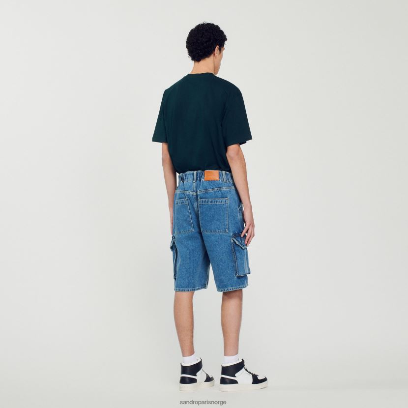 menn Sandro Paris vintage blå baggy denimshorts klær 6FN4LH600