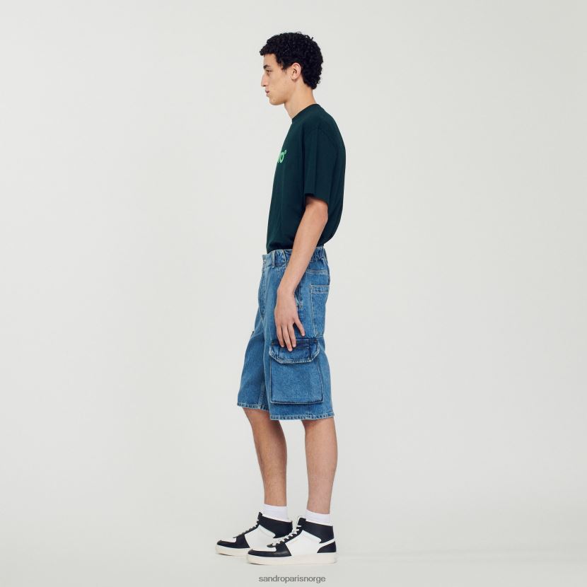menn Sandro Paris vintage blå baggy denimshorts klær 6FN4LH600