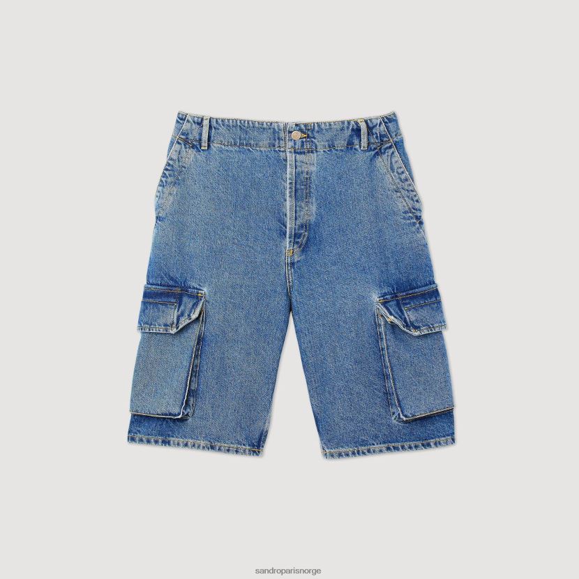 menn Sandro Paris vintage blå baggy denimshorts klær 6FN4LH600