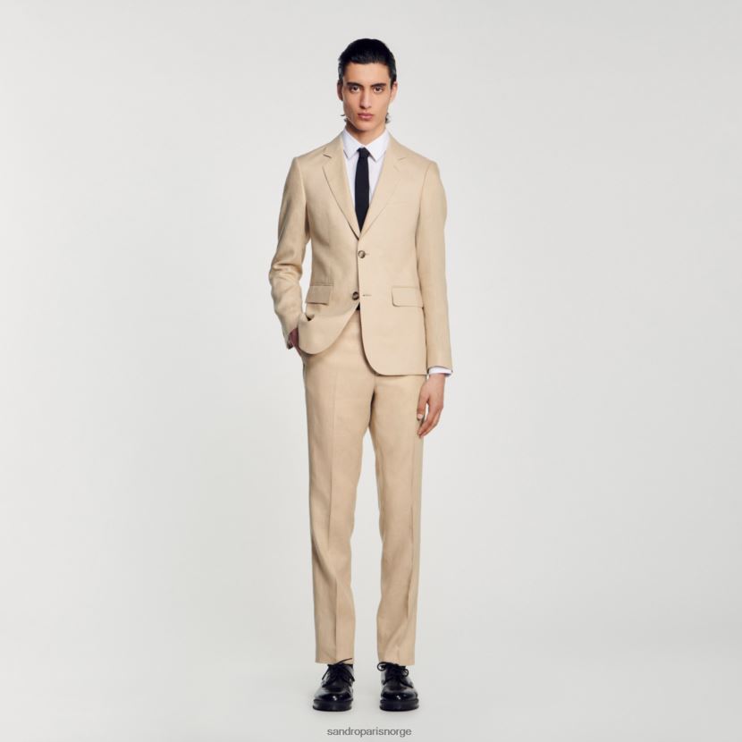 menn Sandro Paris beige dressjakke i lin klær 6FN4LH597