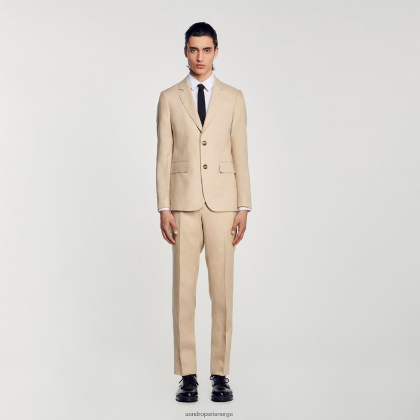 menn Sandro Paris beige dressjakke i lin klær 6FN4LH597