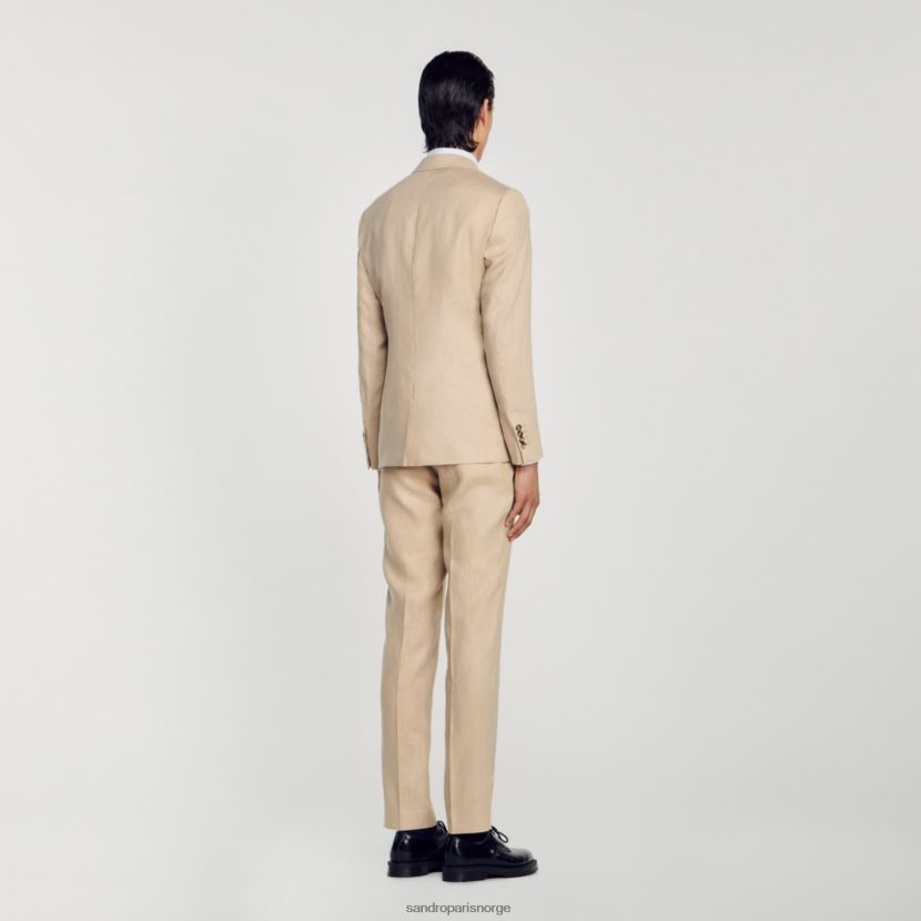 menn Sandro Paris beige dressjakke i lin klær 6FN4LH597