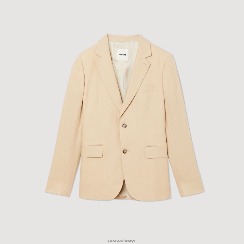 menn Sandro Paris beige dressjakke i lin klær 6FN4LH597