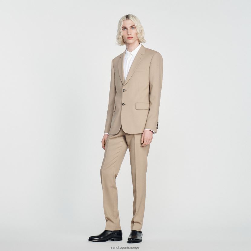 menn Sandro Paris beige dressjakke i ull klær 6FN4LH594